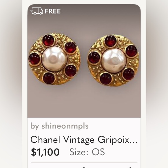 COCO CHANEL CLIP-ON EARRINGS Cream Faux Pearls - Picture 6 of 6